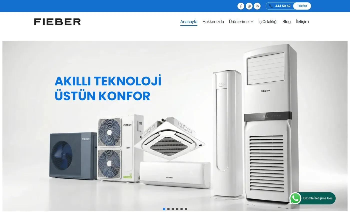 Fieber Klima web sitesi ana sayfası