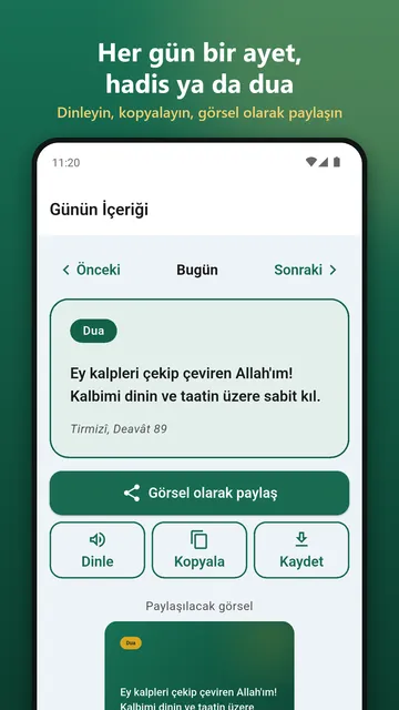 Vakitane günün içeriği ekranı