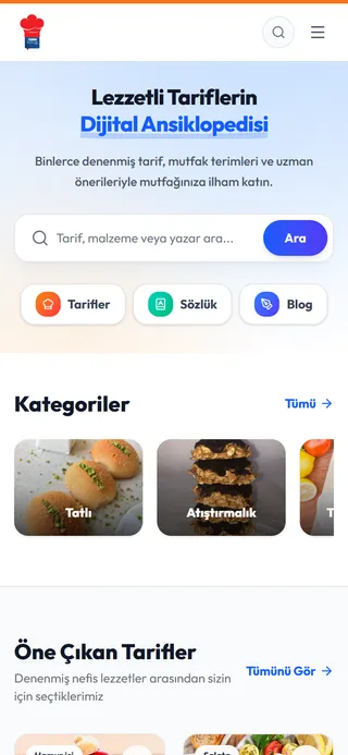 Yemek Sözlük mobil görünüm
